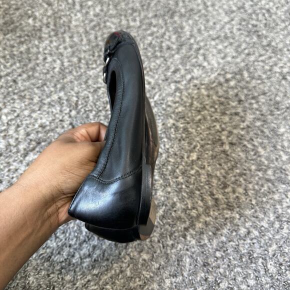 AGL Attilio Giusti Leombruni Leather Black Ballet Shoe Flats 36.5 US 6.5 Cap Toe - Picture 6 of 9